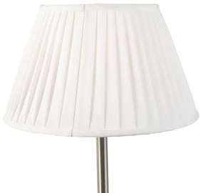 Klasická stolná lampa oceľ s plisovaným tienidlom biela 35 cm - Simplo