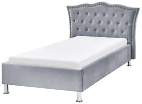 Zamatová posteľ 90 x 200 cm sivá METZ Beliani