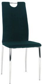 Kondela Jedálenská stolička, smaragdová Velvet látka/chróm, OLIVA NEW 70791