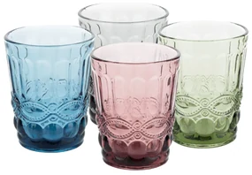 Poháre na vodu, set 4 ks, 240 ml, farebné vintage, SAVOY TYP 2