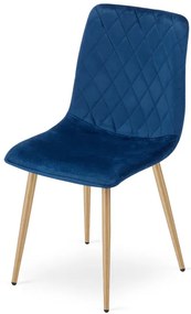 Set dvoch jedálenských stoličiek TURIN zamatový tmavomodrý (naturálne nohy) 2 ks