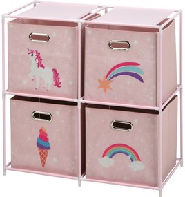 Storage Solutions Detská skrinka so 4 úložnými boxmi, 68 x 35 x 70 cm