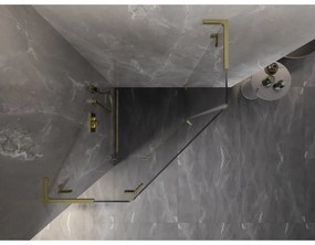 Mexen Lunar, L päťuholníkový sprchový kút naklápací doľava 100 x 100 cm, 8mm číre sklo, zlatý matný profil, 831L-100L-100P-55-00-L