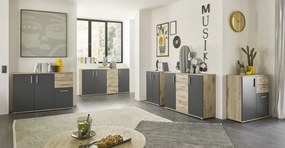 Skrinka s 2 zásuvkami Bacalar, dub viking/sivá