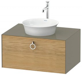 DURAVIT White Tulip závesná skrinka pod umývadlo na dosku, 1 zásuvka, 800 x 550 x 408 mm, dub prírodný masív/kameňovo šedá vysoký lesk, WT49800H5H2