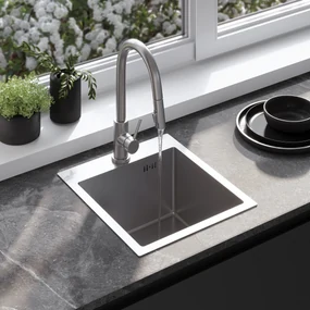 Rea Leo, 1-komorový oceľový drez 400x450x185 mm, oceľová, ZLE-06000