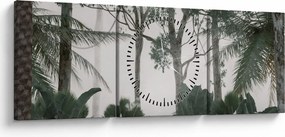 Obraz - Jungle v rannej hmle (s hodinami) (90x30 cm)