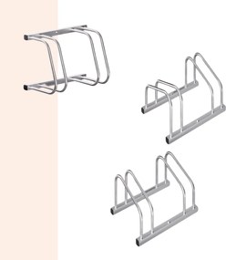 Stojan na 2 bicykle BIKE, 50x32x27cm, strieborná Jurhan
