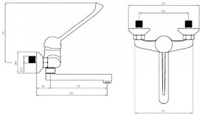 Deante Joko Clinic, nástenná umývadlová batéria 150mm s lekárskou pákou, chrómová, BOJ_050C