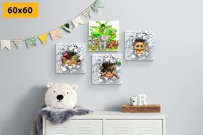 Set obrazov džungľa plná zvierat - 4x 60x60