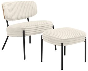 Krémovobiele menčestrové kreslo s podnožkou Jerry – Støraa