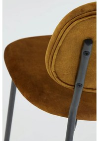 Zamatová barová stolička v horčicovej farbe 92 cm Emma - Light &amp; Living