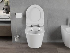 Mexen Rico závesné wc rimless s toaletným sedátkom Slim z duroplastu, biela - 30720100