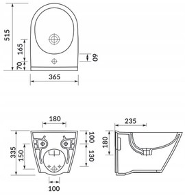 Cersanit City Oval, závesný bidet 52x37cm, biela, K35-043