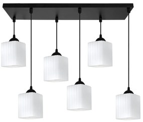 Závesné svietidlo Riffle Square, 6x biele sklenené tienidlo, b