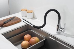 Gamma Flex 4000, stojanková drezová batéria s flexibilným ramenom, 2-funkčný výtok, čierna-chróm, GMA-BFX-4000CH