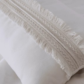 Boho obdĺžnikový vankúš s čipkou vanilka 35×60cm