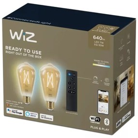 SADA 2xLED Stmievateľná žiarovka ST64 E27/7W/230V 2000-5000K CRI 90 Wi-Fi + DO-WiZ