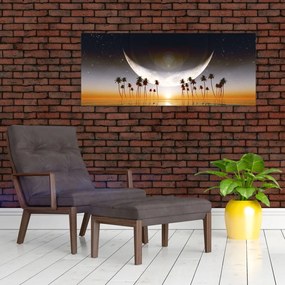 Obraz - Mesiac nad palmami (120x50 cm)