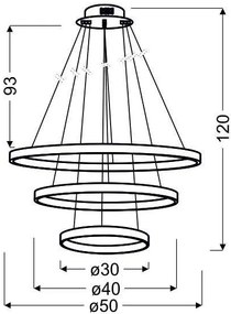 Candellux Chrómové závesné LED svietidlo Lune okrúhly 50cm 60W 33-64738