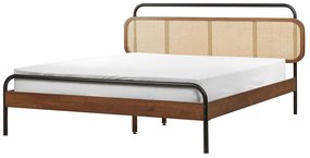 Drevená posteľ 160 x 200 cm tmavé drevo BOUSSICOURT Beliani