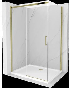 Mexen Omega sprchová kabína, posuvné dvere 120 x 80 cm, transparentnéné, zlatá + závesný bidet Flat - 825-120-080-50-00-4010