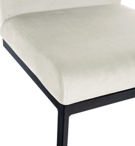 Barová stolička Hopewell B - zamat, čierny rám - krémová