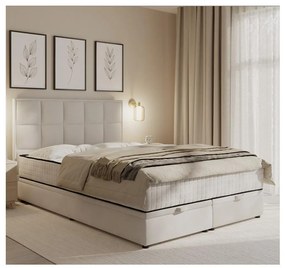 Čalúnená posteľ GRACE 140x200 cm s matracmi a úložným priestorom béžová