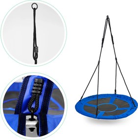 ECOTOYS Záhradná hojdačka – bocianie hniezdo 100 cm, nosnosť 150 kg, modrá, pre deti 3+