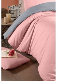 Bavlnené obliečky na dvojlôžko/predĺžené s plachtou v lososovej farbe/sivej 200x220 cm - Mila Home