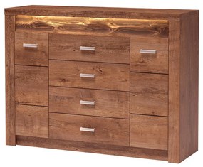 Komoda Indie 07 (s LED osvetlením) (jaseň svetlý). Akcia -20%. Vlastná spoľahlivá doprava až k Vám domov. 1057769