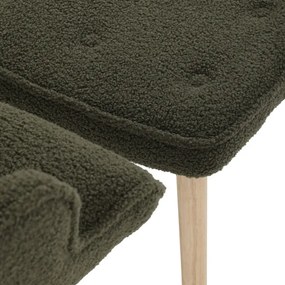 Kreslo zelené bouclé s podnožkou AK-319 GRN2