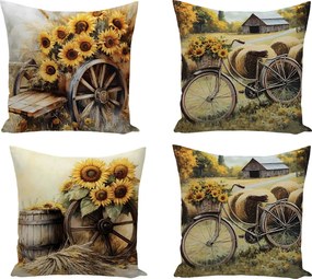 XPOSE® Set obliečok na vankúš HELIANTHUS (digitálna tlač) 43x43 cm - set 4 ks