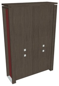 Vysoká skriňa Verno+ S 140 x 46 x 210 cm, delená, dub antracit / červená