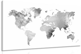 Obraz mapa sveta v čiernobielom akvarelovom prevedení - 120x80