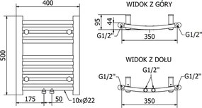 Mexen Ares, vykurovacie teleso 500x400 mm, 179 W, čierna matná, W102-0500-400-00-66