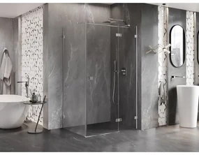 Mexen Lunar T, výklopný sprchový kút pravý 130 x 120 cm, 8mm číre sklo, chrómový profil, 834T-130-120-01-00-P