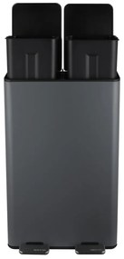 Tmavosivý oceľový odpadkový kôš 2x30 l na triedený odpad/nášľapný Aliya – Spirella