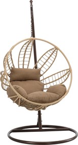 CH ZÁVESNÁ STOLIČKA SOBRE – PRÍRODNÁ, ŠEDÝ VANKÚŠ, HNEDÝ RÁM