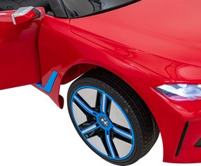 Ramiz BMW i4 batériové auto pre deti Červené + Pomalý štart + EVA + Eko koža + LED audio + Diaľkové ovládanie