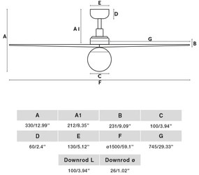 FARO 34282-11L - Stropný ventilátor KLIM L 1xE27/15W/230V borovica/čierna + DO