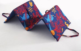 Plážové ležadlo MORSKÝ KONÍK S KORALMI 137x49 cm, modré