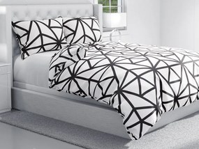 Biante Bavlnené posteľné obliečky Sandra SA-577 Čierne geometrické vzory na bielom Predĺžené 140x220 a 70x90 cm