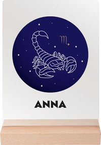 ČistéDrevo Vaše znamenie s menom na akrylovom skle - svetlý stojan Zvolte znamení zvěrokruhu: Rak