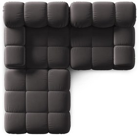 Tmavosivá zamatová rohová pohovka Bellis – Micadoni Home