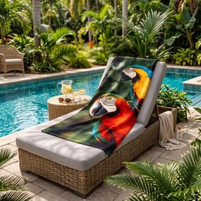 Bavlnená plážová osuška Farebné papagáje Ary - 100% bavlna s gramážou 350 g/m², rozmer 70x140 cm