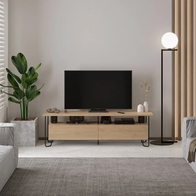TV stolík v dekore duba v prírodnej farbe 150x45 cm Dilly – Marckeric