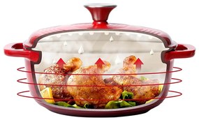 Smaltovaný liatinový hrniec s pokrievkou, 5,7 L, červený