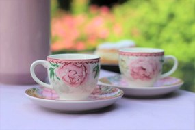 Romantic Rose porcelánové šálky s podšálkami 2-set