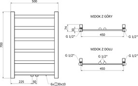 Mexen Bolt, vykurovacie teleso 700 x 500 mm, 188 W, spodné a stredové, čierna, W126-0700-500-00-70